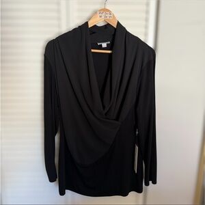 SCAPPA Lauren Perre Black Drape Neck Blouse
